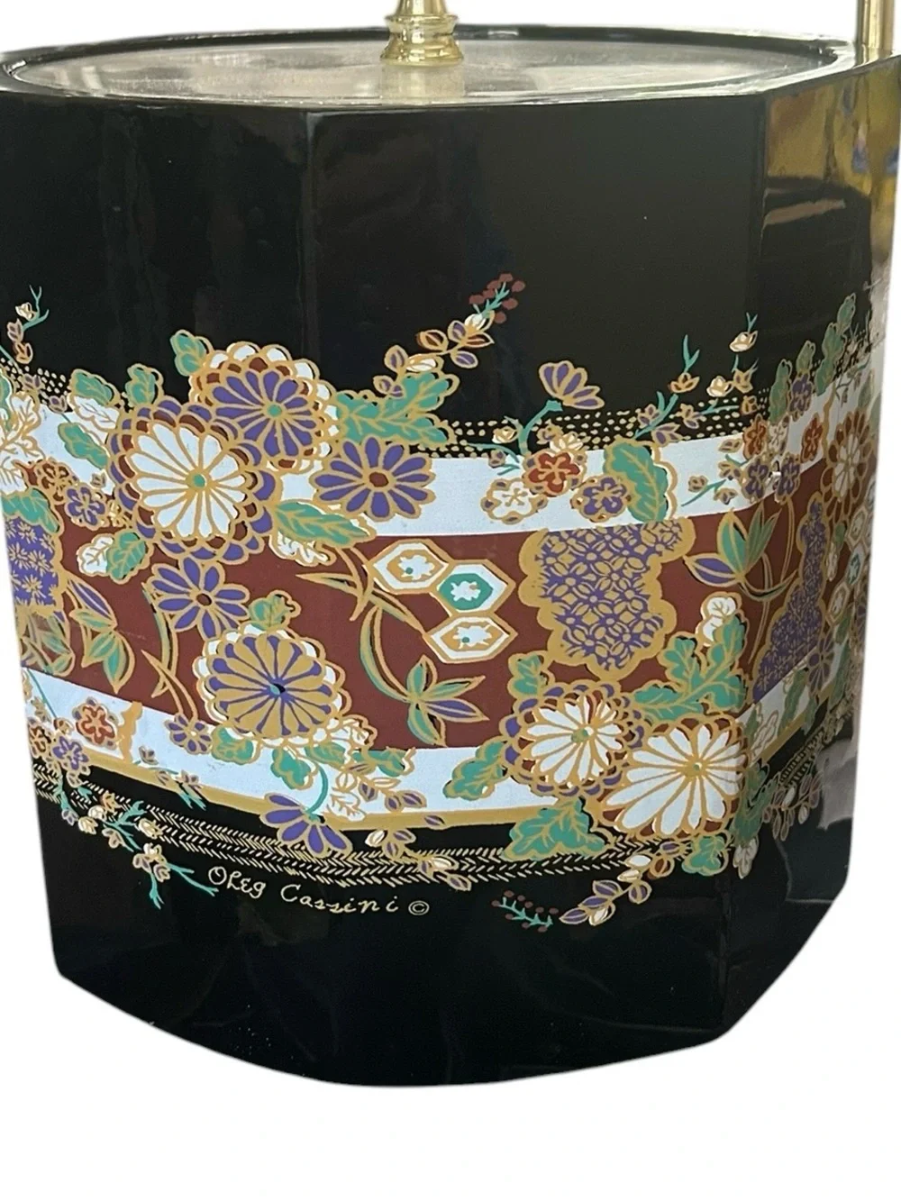 Vintage 1970s Oleg Cassini octagonal Chinoiserie Ice Bucket Shelton-Ware Towle